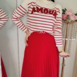 Falda plisada midi corazones