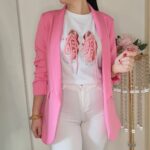 Americana Manga Fruncida Rosa Barbie
