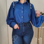 Camisa Abalonada Azul Petroleo