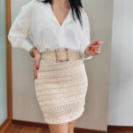 Falda Crochet Beige