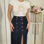 Falda Midi Botones Denim