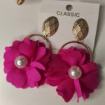 Pendientes Flor Fucsia Perla