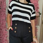 Camiseta Crop Punto Rayas