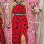 Vestido Halter Estampado Rojo
