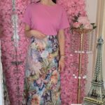 Falda satén floral