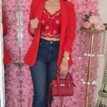 Top Encaje floral Rojo